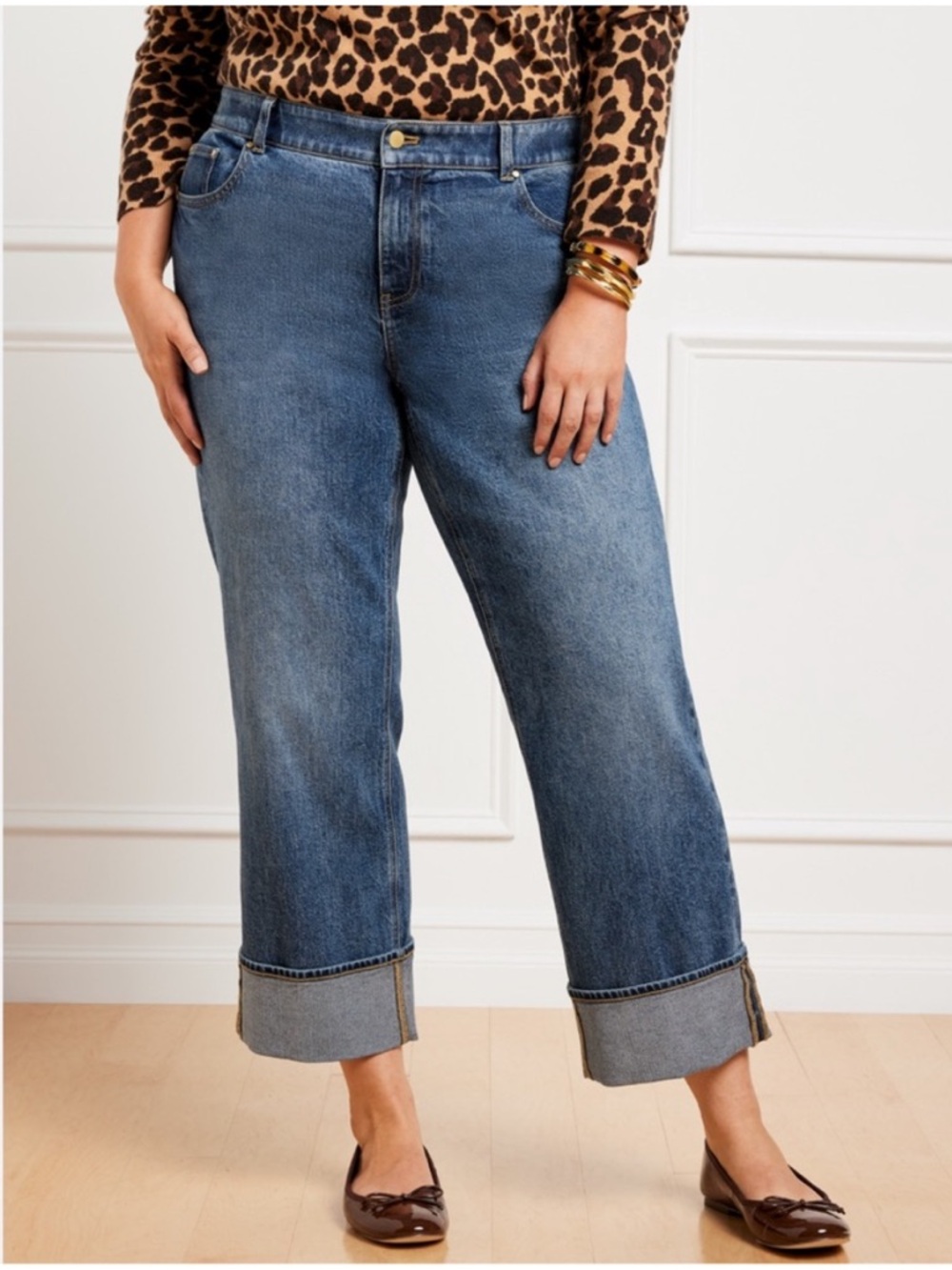 Talbots Straight Leg Rolled Cuff Jeans Women’s 18W. Viola Wash